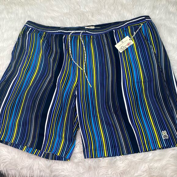 Psycho Bunny Men's Swim Trunks Size 5XLT Blue Stripe Dry Pocket NWT - Picture 11 of 16